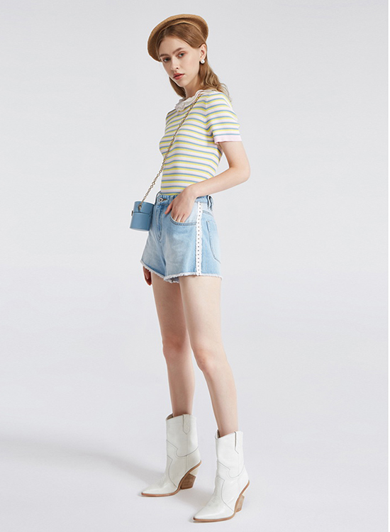 牛仔短裤最火穿法女,腿短牛仔短裤怎么穿