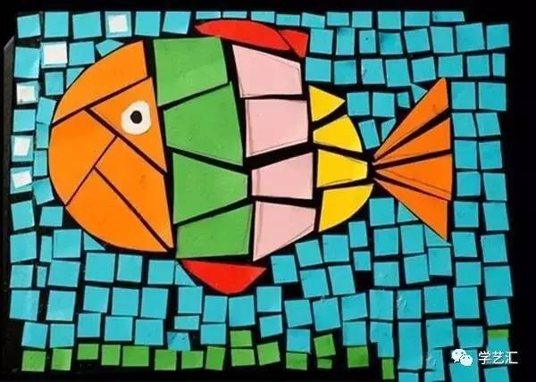 瓷砖拼贴马赛克效果图片大全,卡纸马赛克拼贴梵高向日葵画教程