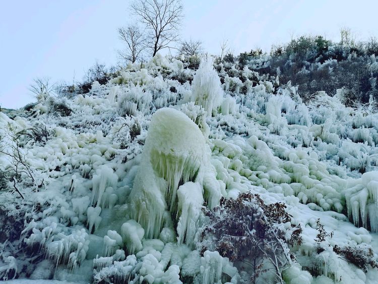九如山冰瀑打卡,济南九如山绝美冰瀑美图