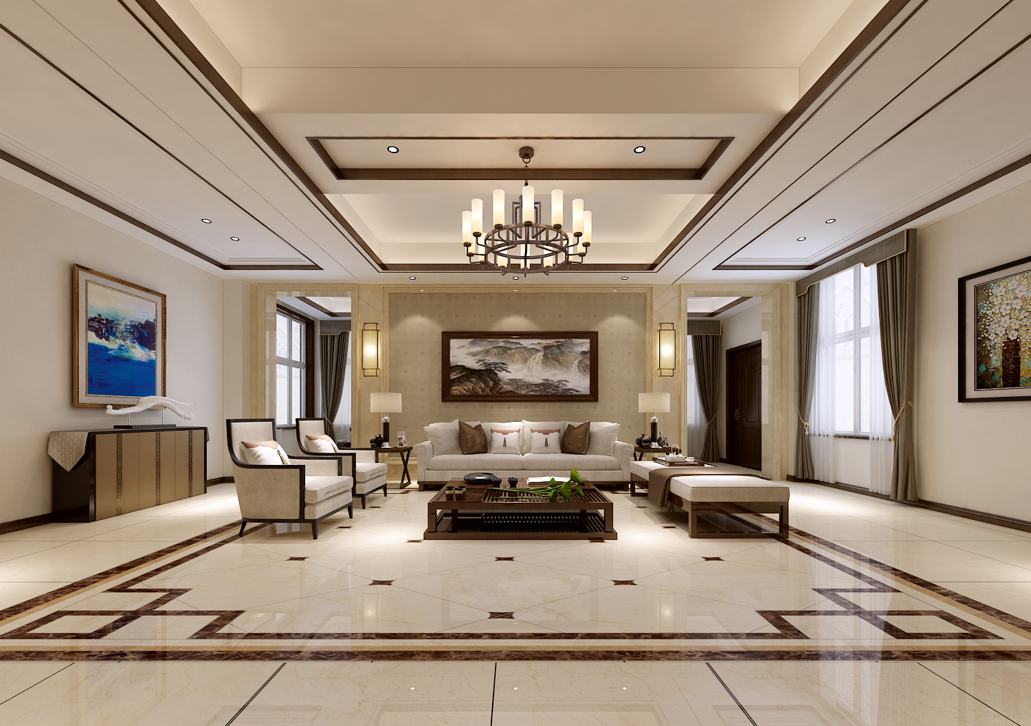 百合御都130平装修效果图,张店绿城140平米装修效果图