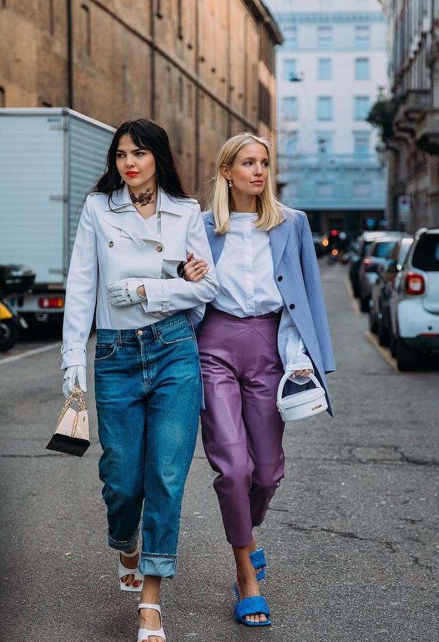 欧美风时髦阔腿长裤,欧美式长裤穿搭