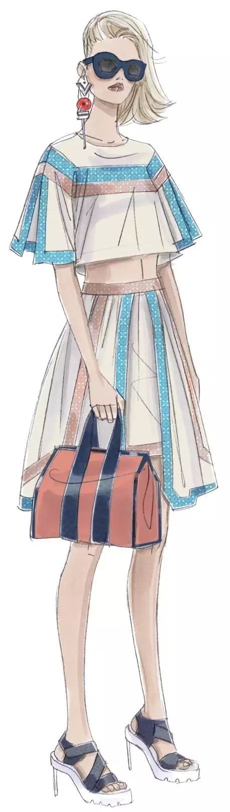 服装设计师画手稿视频,可爱的小插画手绘女孩服装