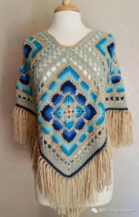 高档蕾丝钩花斗篷披肩防晒衣,针织披肩花样图片大全