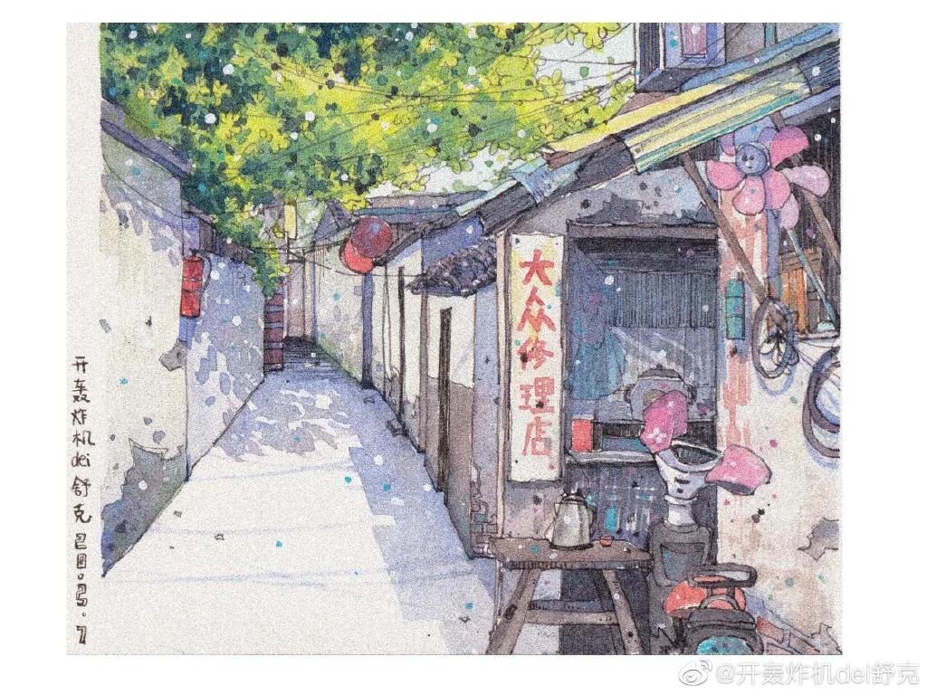 意境钢笔水彩画步骤,钢笔水彩画临摹简单入门