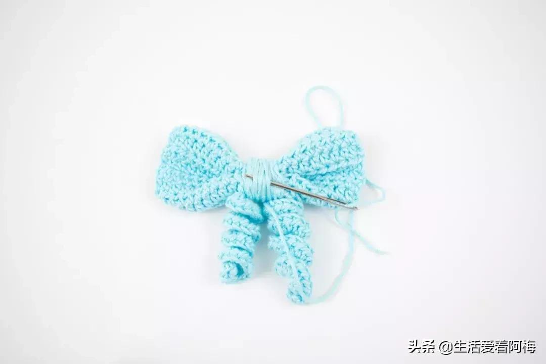粗毛线钩织蝴蝶结小物件,大蝴蝶结和小蝴蝶结钩针编织教程