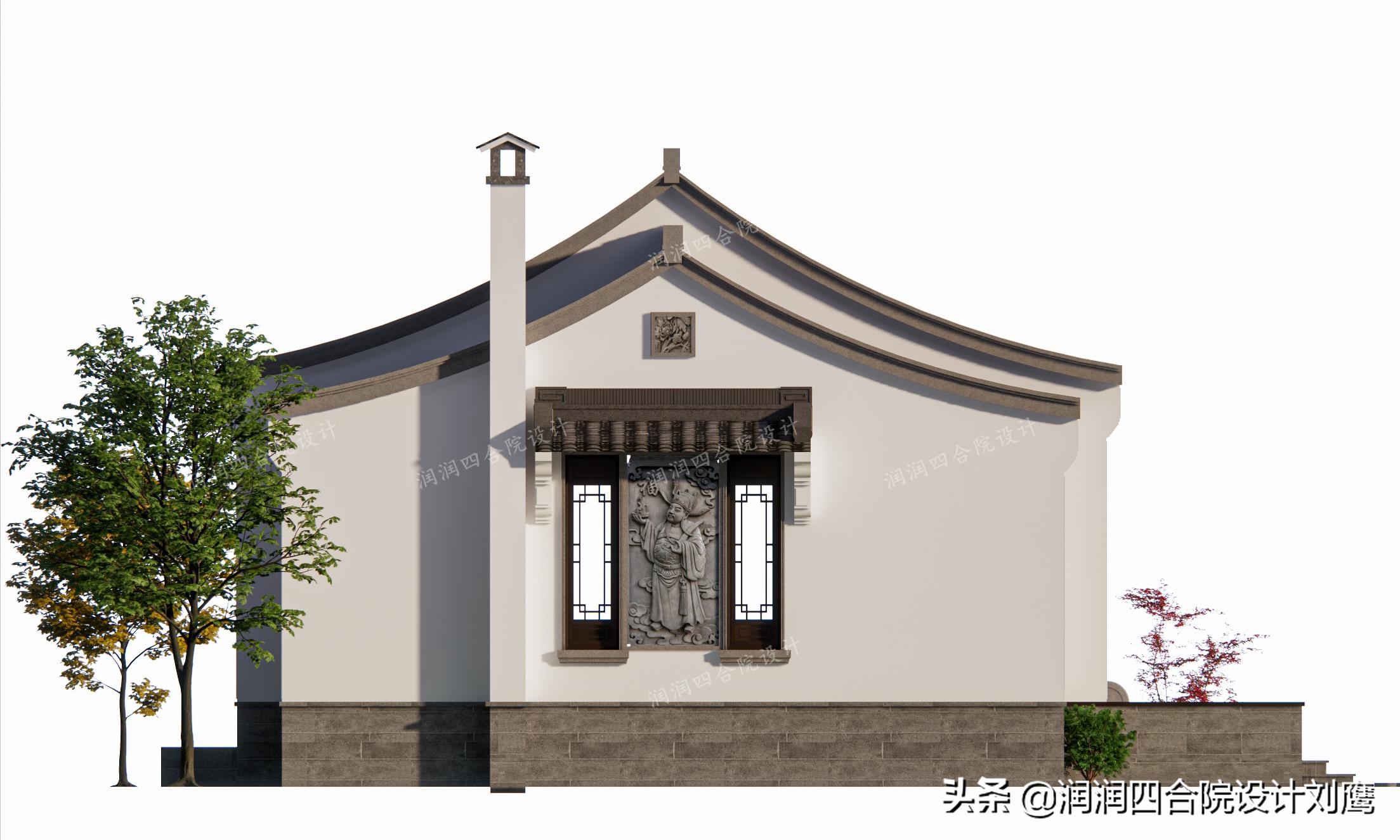 农村一层241平方四合院瓦房设计图,沈阳中式四合院别墅设计图纸