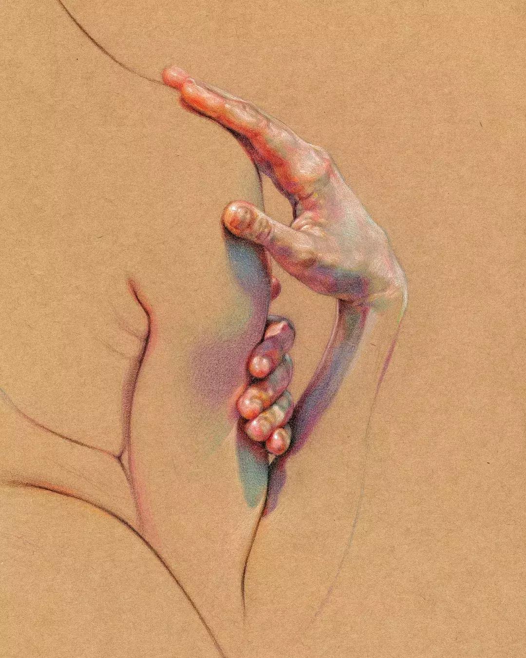 人体彩铅,人体五官彩铅