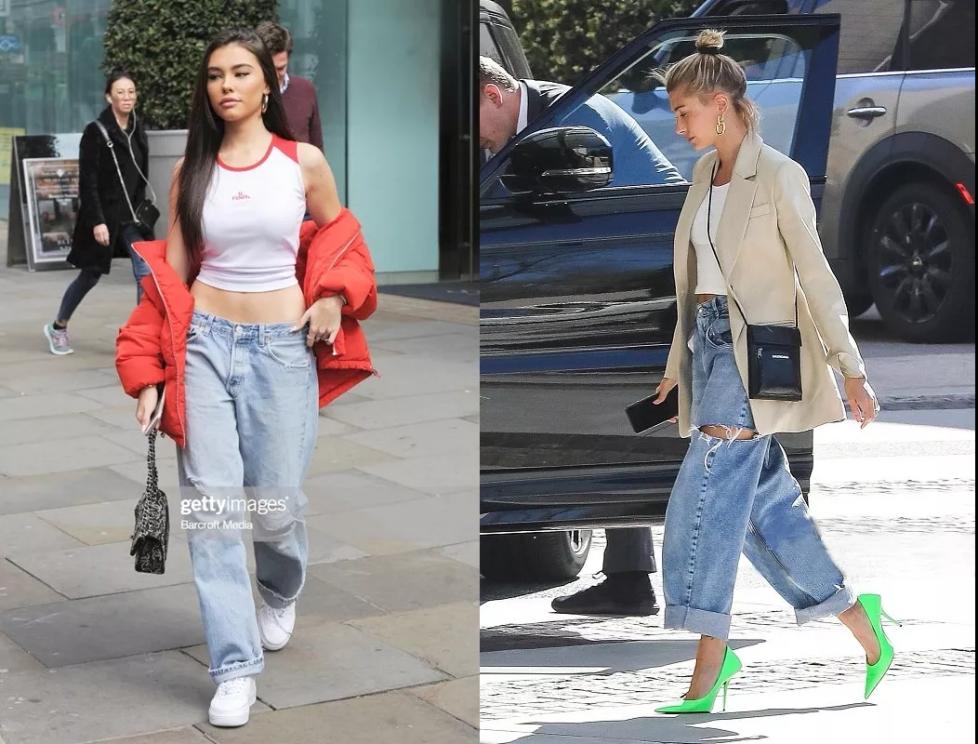 夏季高腰阔腿牛仔裤穿搭女,高腰牛仔裤女阔腿梨形身材