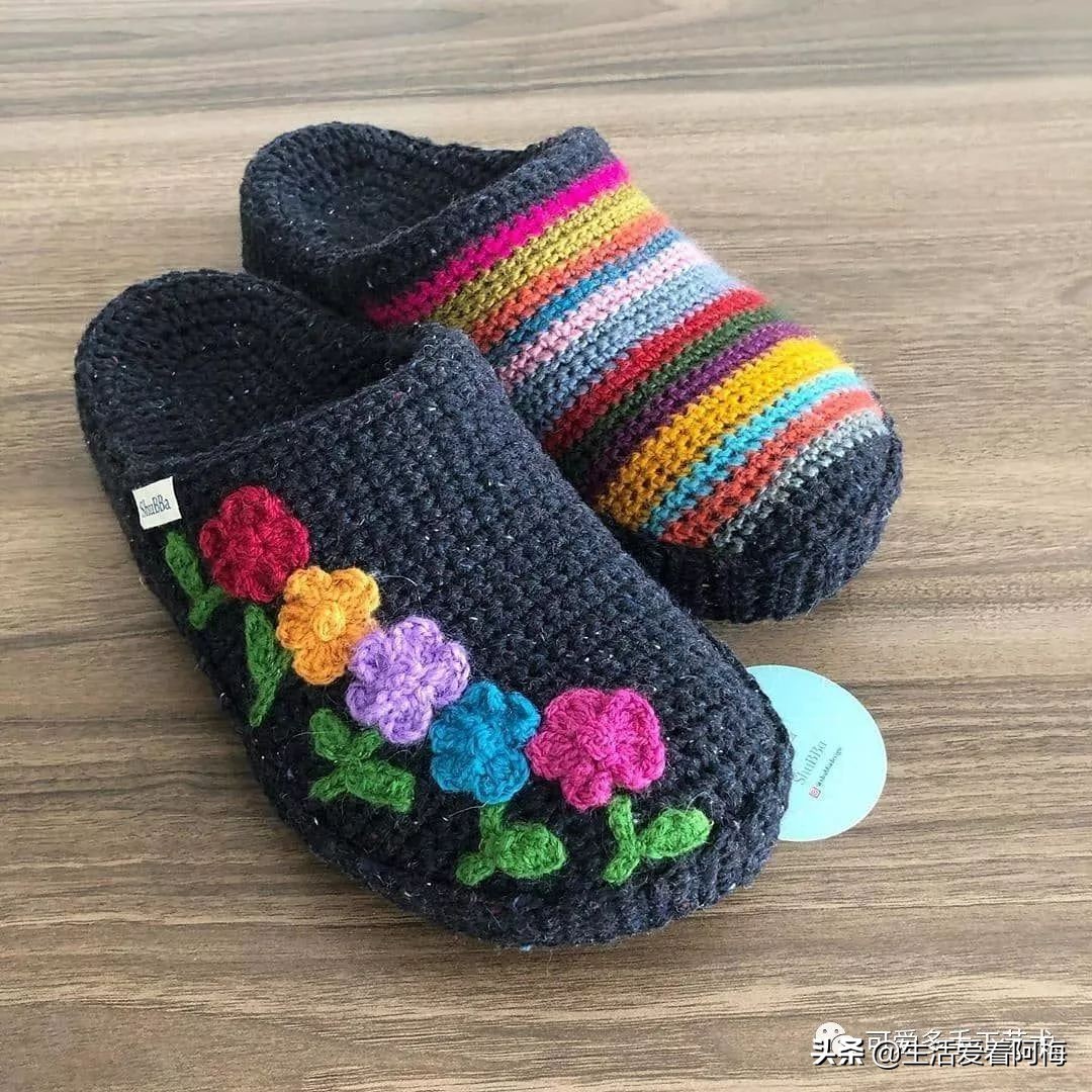 自己用毛线做布拖鞋,用布条线编拖鞋