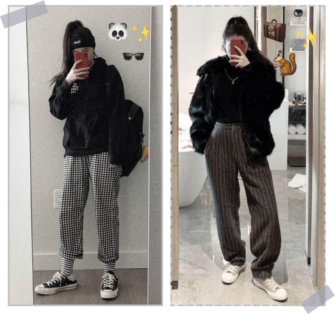 欧阳娜娜私服穿搭,欧阳娜娜格纹外套穿搭