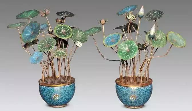 故宫里的玉石盆景,故宫景泰蓝盆景欣赏