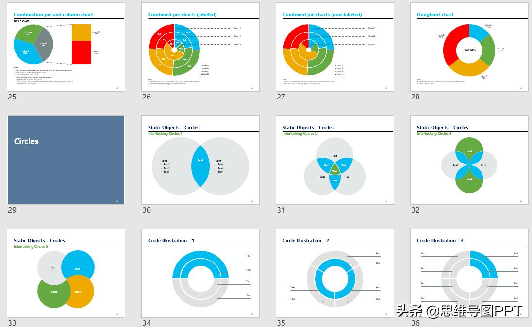 200张精选常用ppt图表,2980页ppt图表