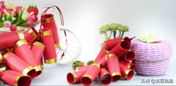 元旦手工彩纸鞭炮,元旦节手工鞭炮