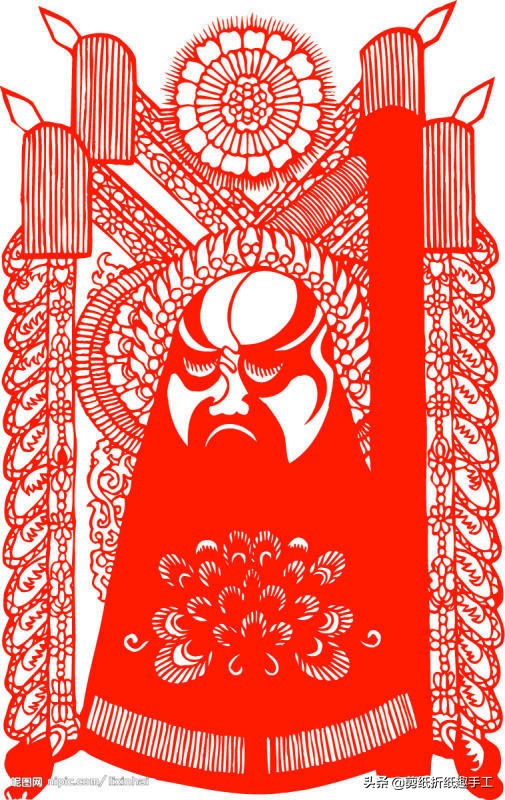 民俗剪纸戏曲脸谱剪纸图案欣赏,花旦脸谱简笔画简单又好看剪纸
