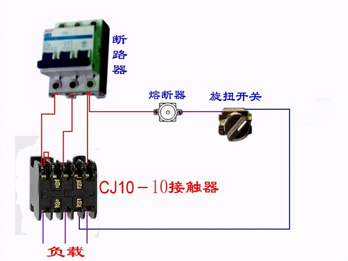 电工接触器控制回路怎么接线整齐,dz108断路器与接触器接线图