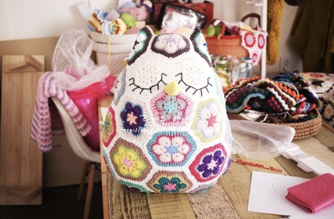 猫头鹰抱枕的编织教程,梦幻琉璃编织猫头鹰抱枕