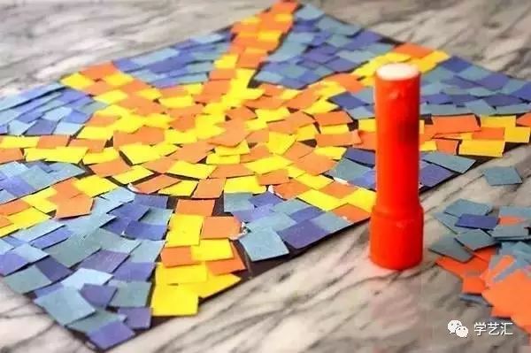 瓷砖拼贴马赛克效果图片大全,卡纸马赛克拼贴梵高向日葵画教程