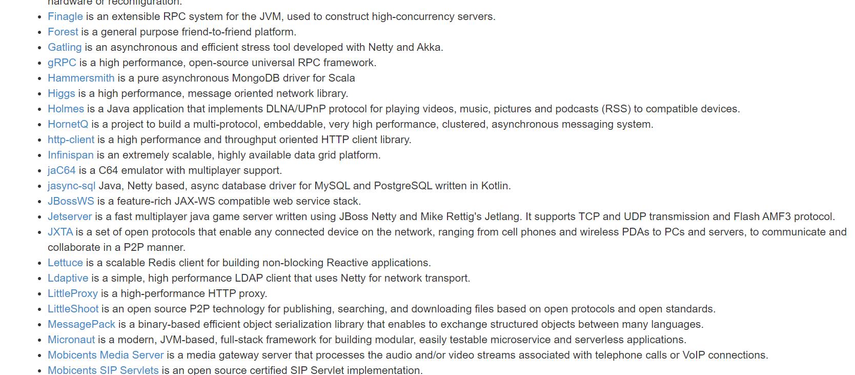 netty开源框架有哪些,netty哪些项目有用到