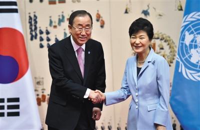 联合国秘书长潘基文和朴槿惠,潘基文与韩国总统