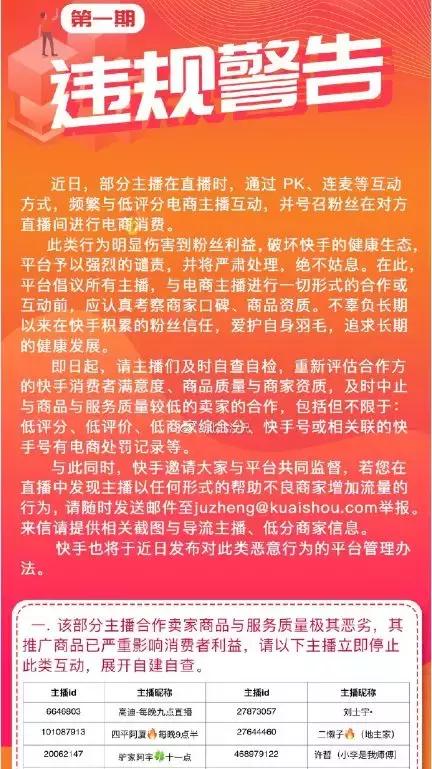 短视频周榜丨快手电商加大整治力度;微视2个账号*放播**量破千万