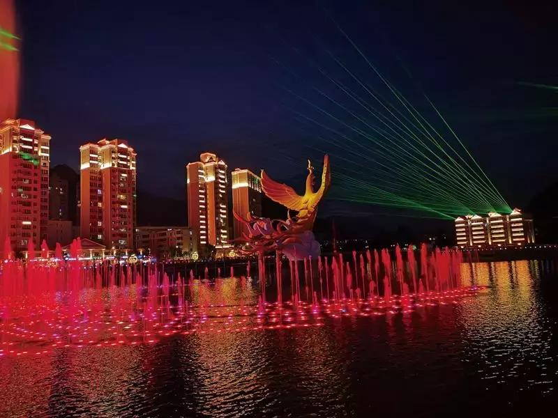 宝鸡灯光喷泉,美好的宝鸡音乐喷泉水景灯光秀