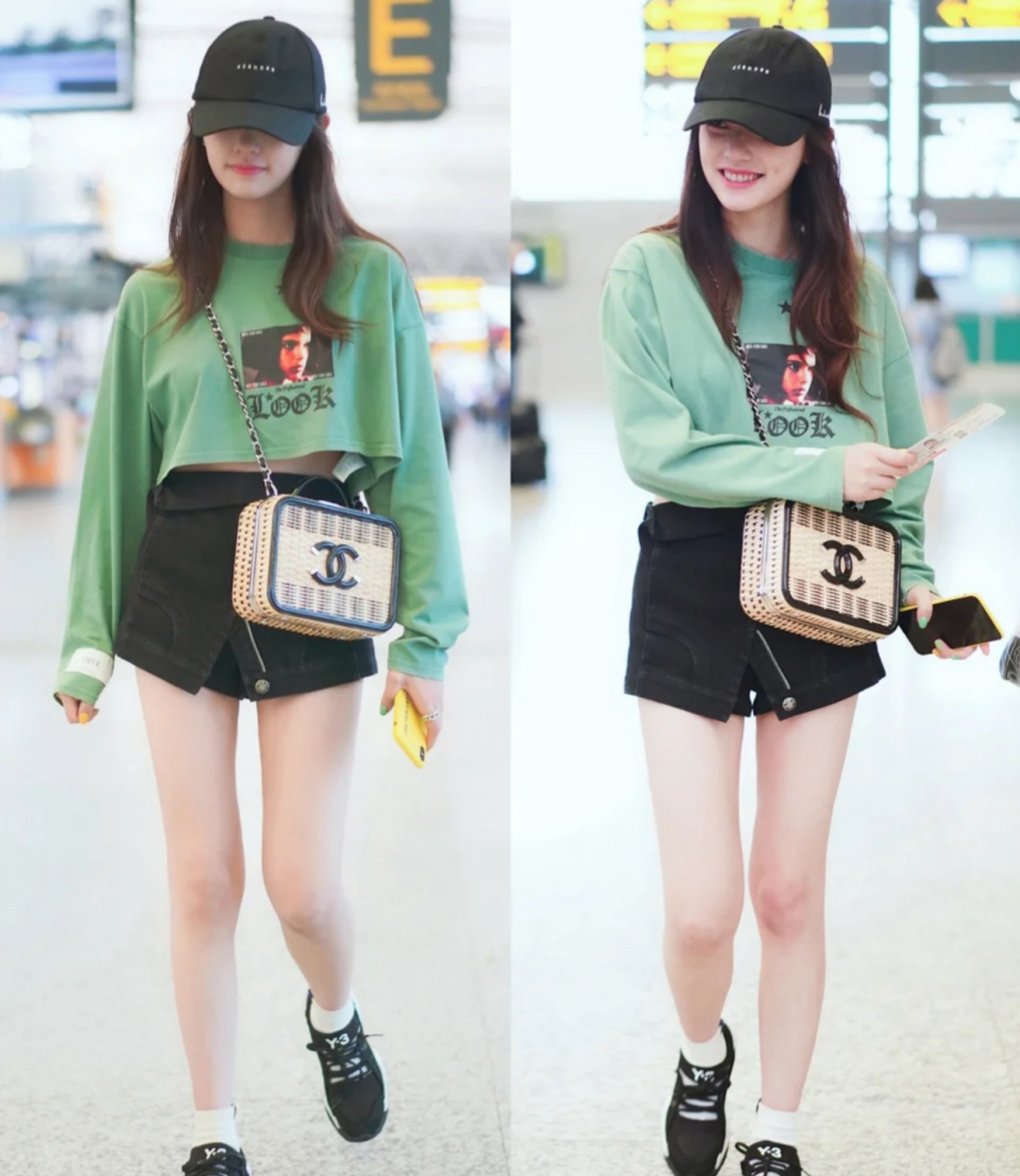 林允黑色罩衫短裤,林允短裤穿搭图片