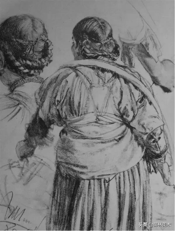 门采尔自画素描高清大图,素描大师门采尔著名作品