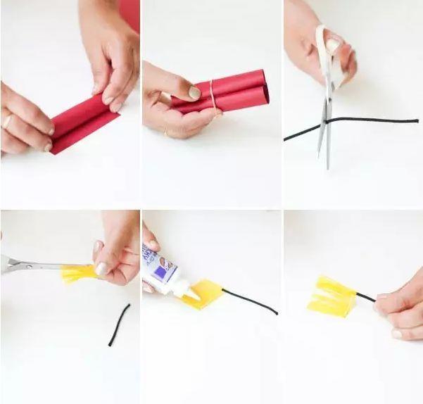 元旦节手工纸灯笼鞭炮,元旦手工立体鞭炮