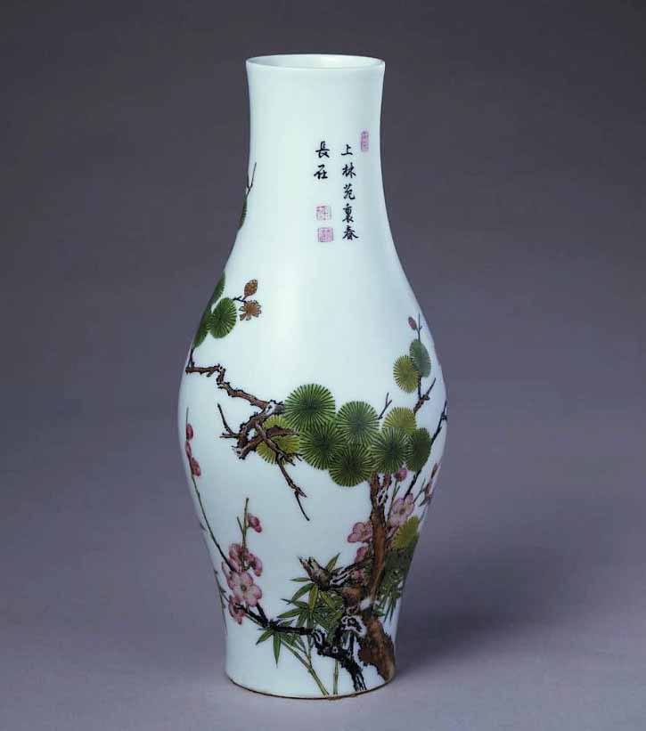 故宫蓝釉梅瓶,故宫雍正珐琅彩大梅瓶特征