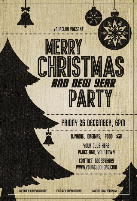 ps圣诞节海报不需素材,华丽金色psd圣诞快乐海报模板