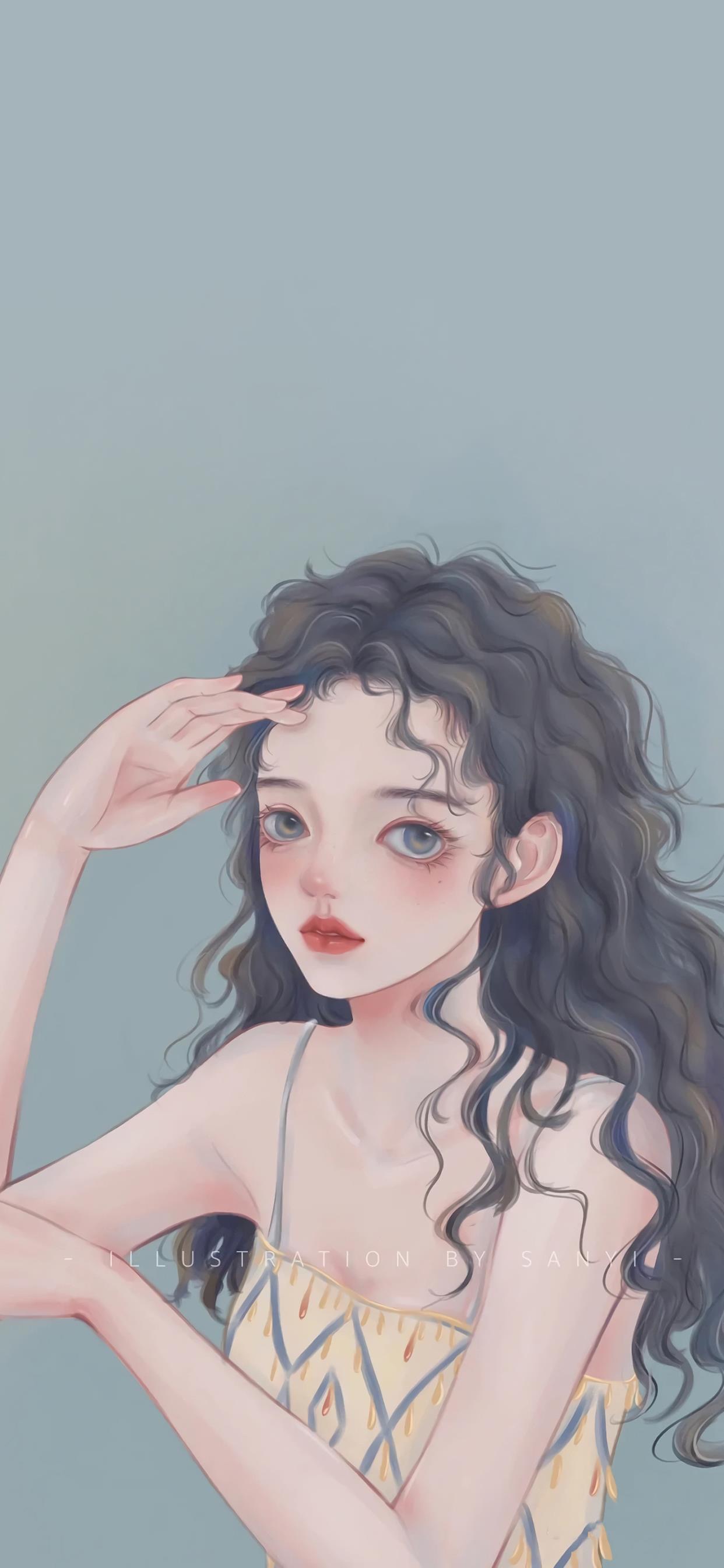 好看的女生壁纸插画图,插画小清新女生壁纸