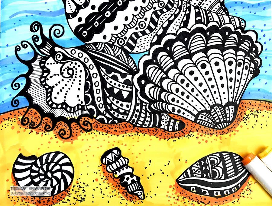 椰树海滩贝壳怎么画,海滩上的贝壳怎么画又简单又好看