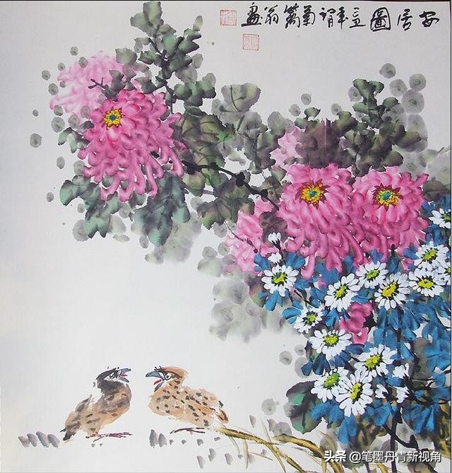 菊花花卉国画100幅临摹,梅兰竹菊花国画300幅