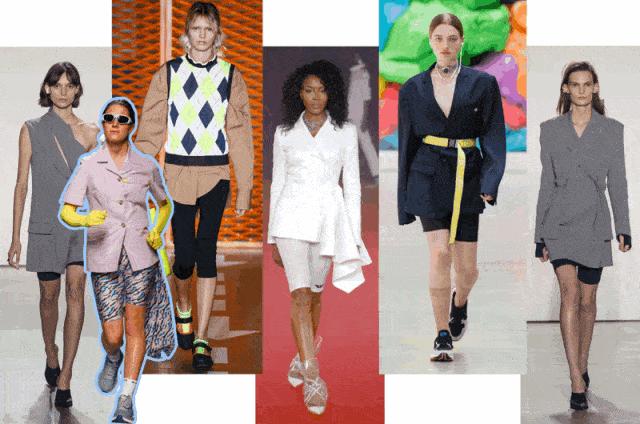 西装配潮流短裤,时尚气质小西装配皮短裤穿搭