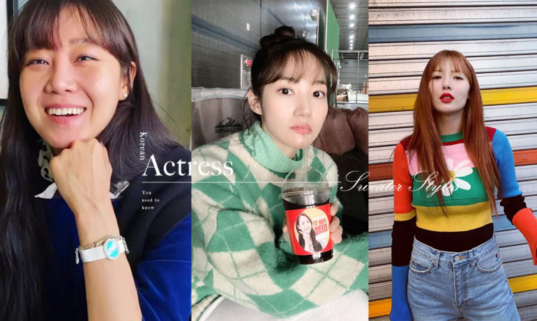 韩国明星毛衣穿搭,韩国女神同款毛衣冬季穿搭