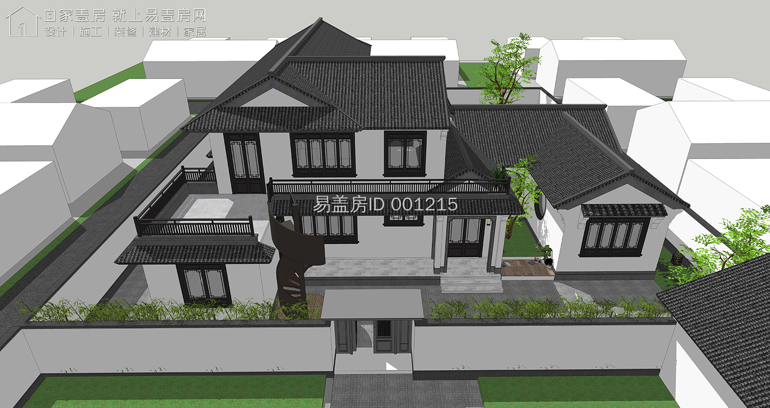 带地下室的二层农村小院别墅,简单大气带庭院的二层乡下房屋