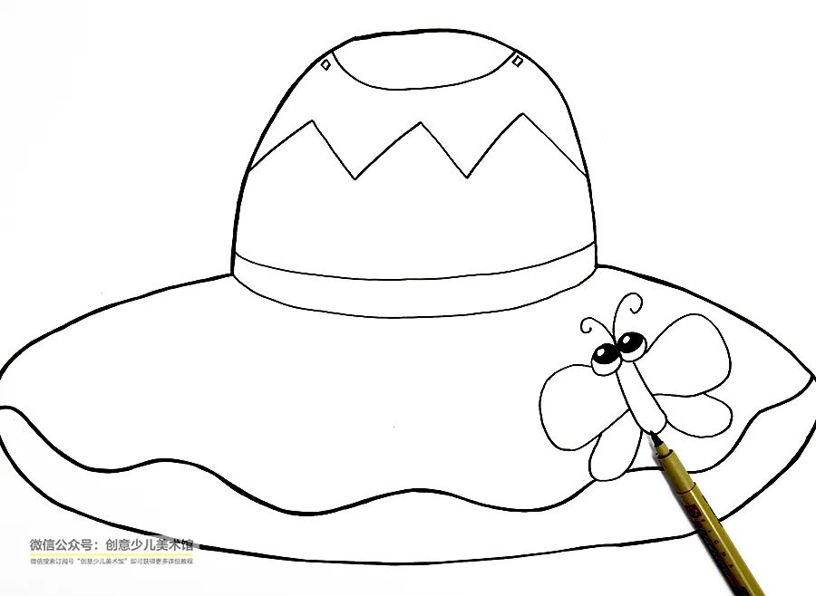 小朋友画太阳帽,夏日太阳帽怎么画