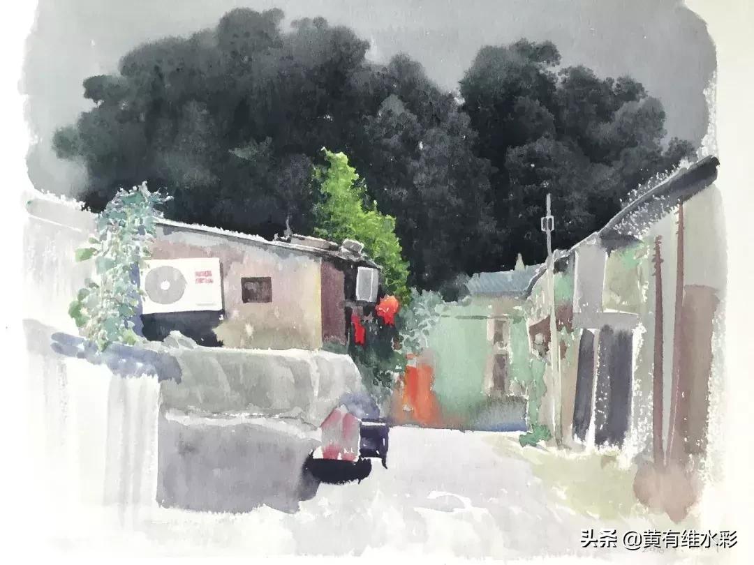 水彩画山风景入门,远山画法入门教程