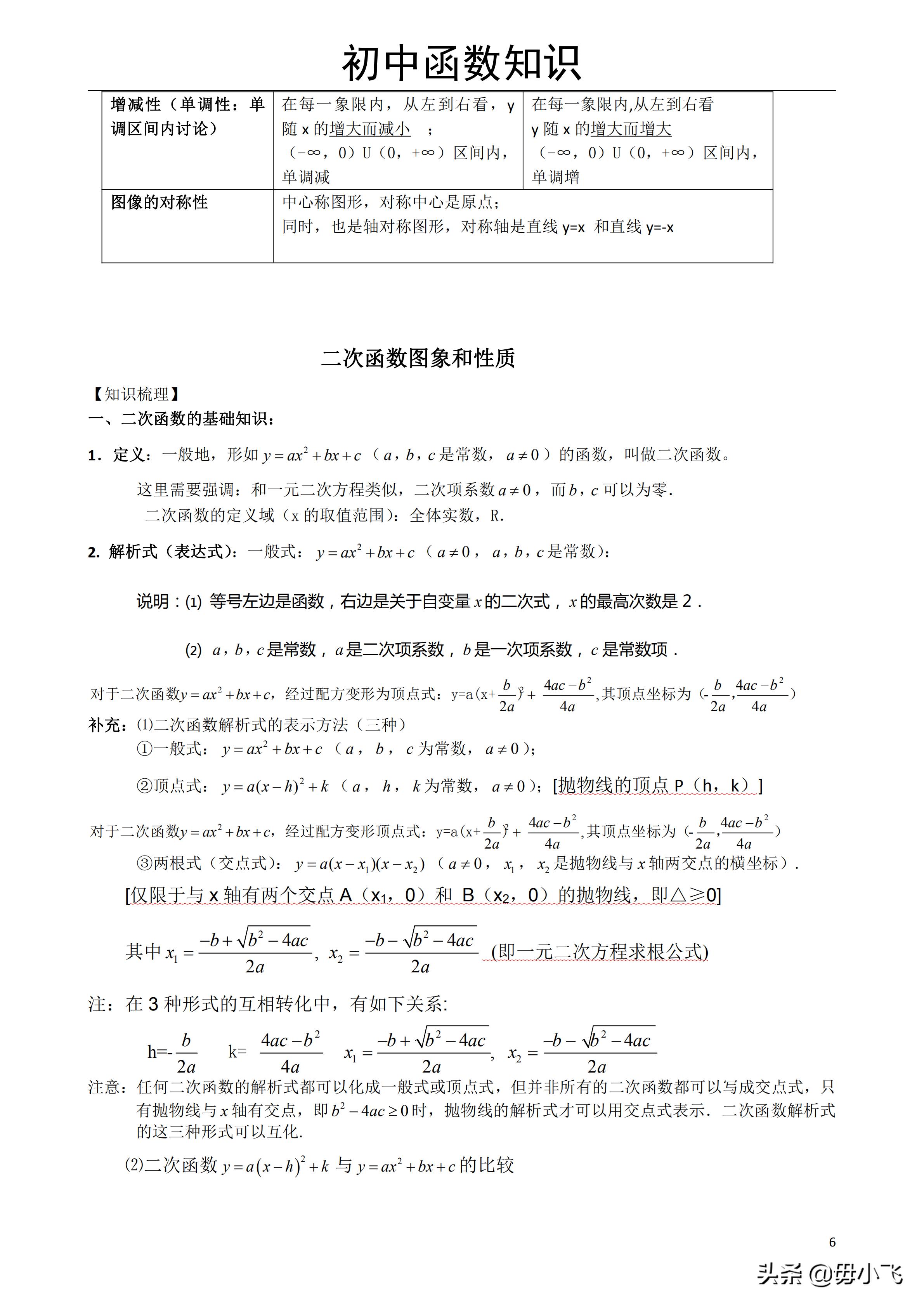 初中函数知识点总结关于k,对数函数和指数函数的图像与性质