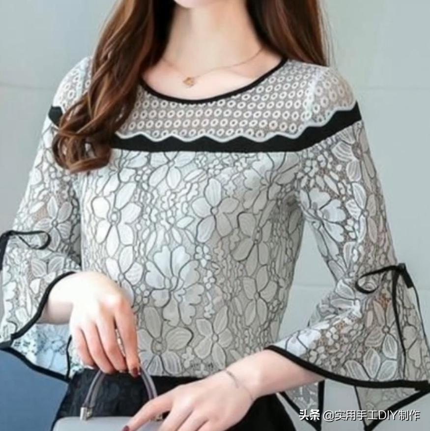 衬衫蕾丝上衣女设计感,新款设计感小众女装长袖蕾丝衬衫