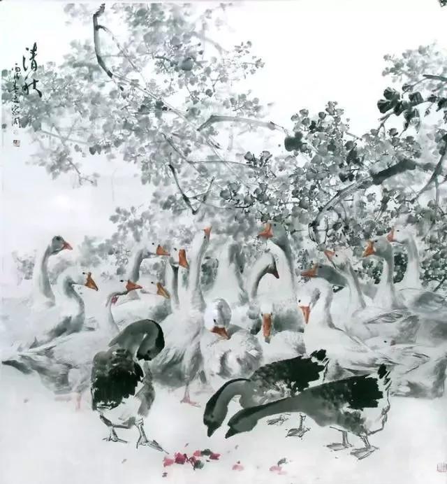 国画名家画鹅欣赏,国画大师画鹅视频