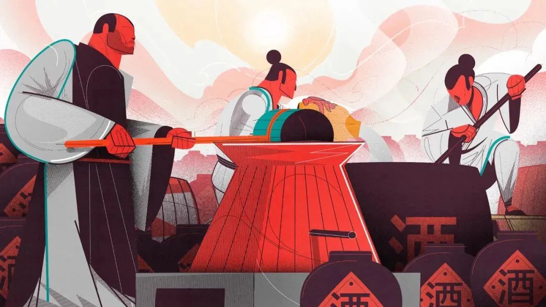 画面冲击感强烈的插画,这种手绘插画是用什么笔画的