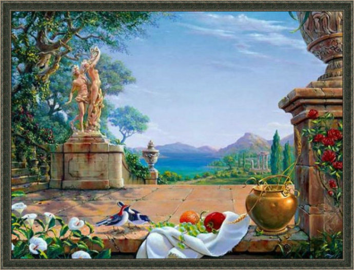 唯美风景油画图片大全,油画花朵唯美风景