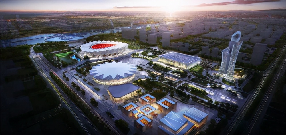 西安奥体中心石榴花,钢铁石榴花绽放西安奥体中心