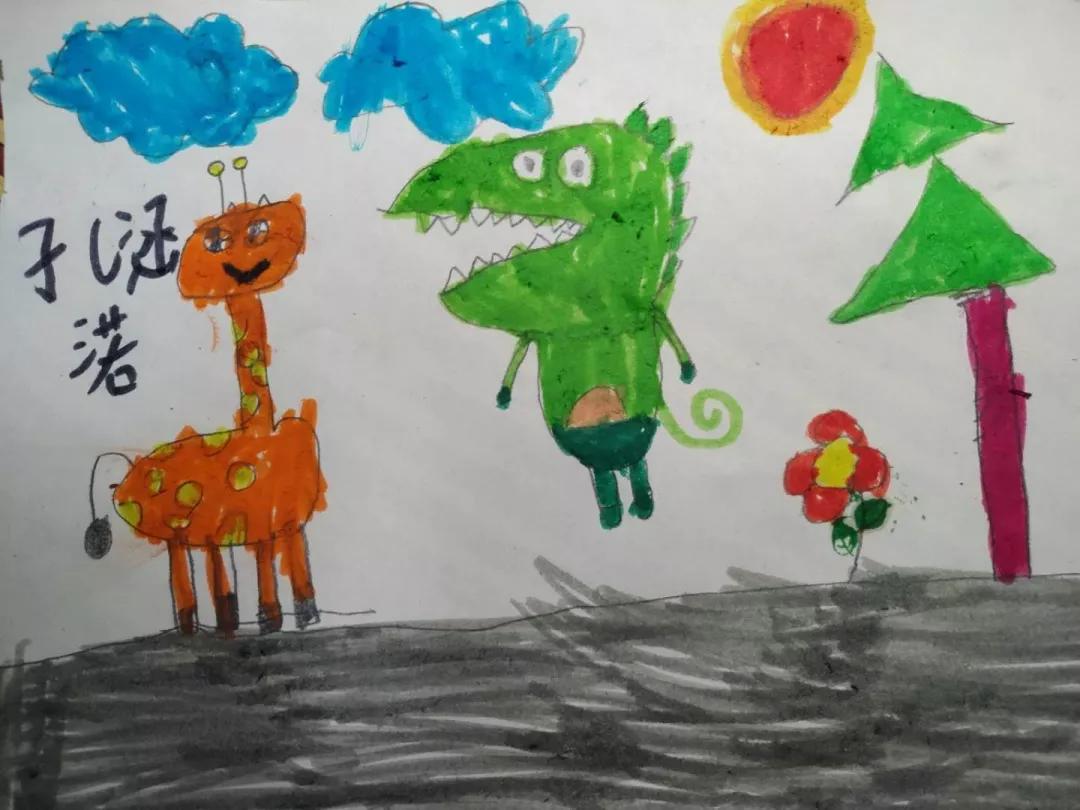 小朋友们的绘画作品开头,分享一组孩子们的绘画作品