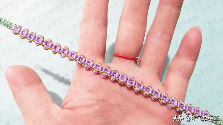 桃花手链编法最简单不用毛线编,手工编织手链桃花编法