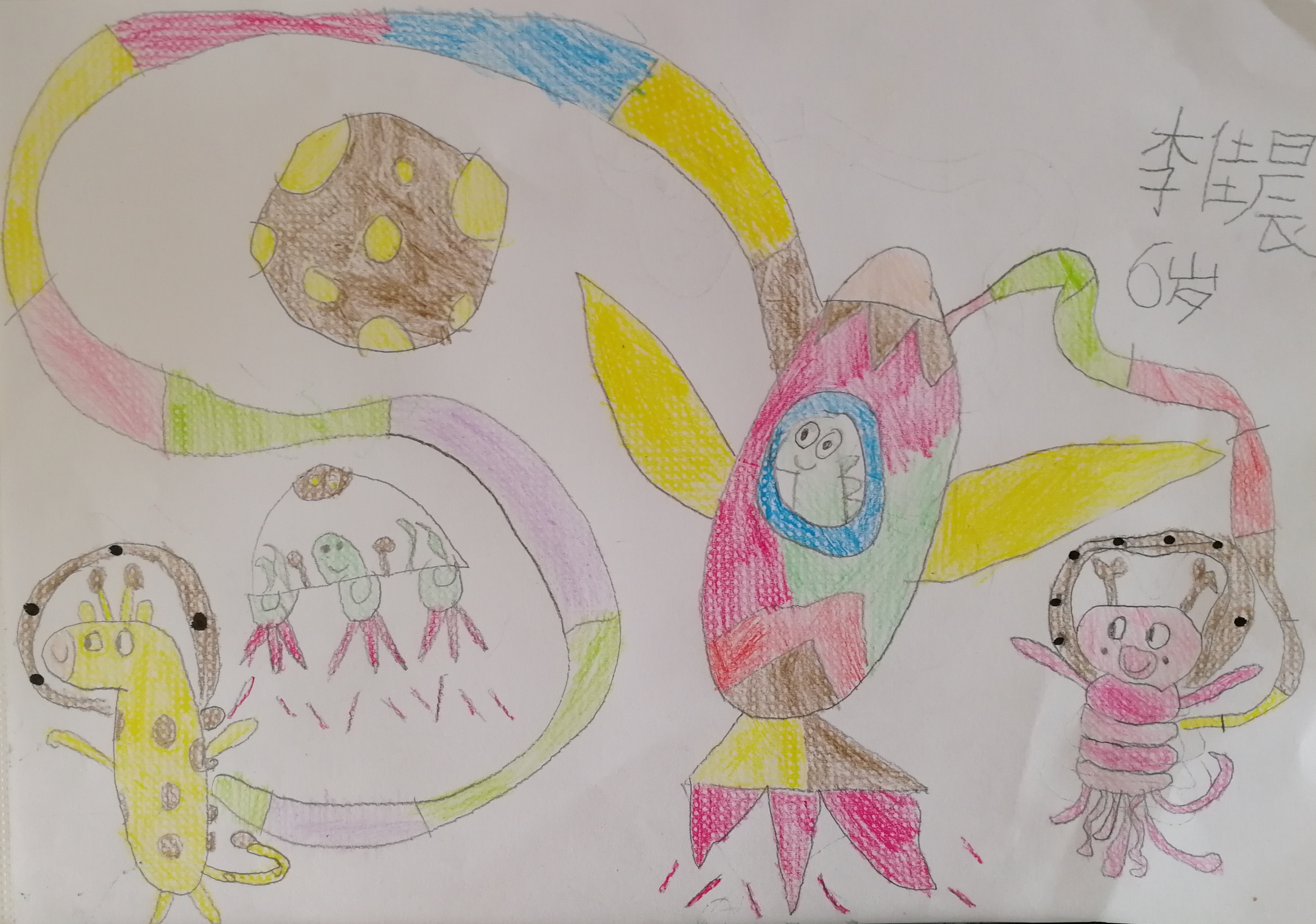 小朋友们的绘画作品开头,分享一组孩子们的绘画作品