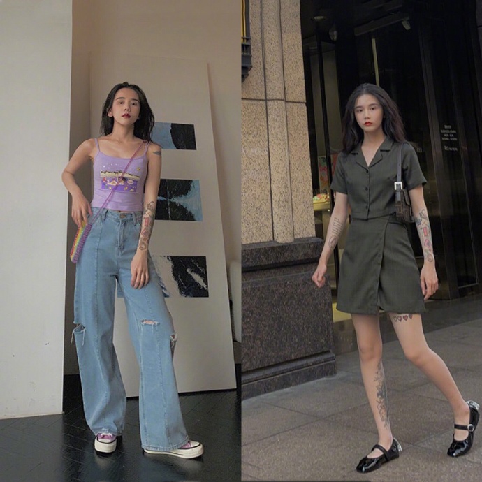 个子矮胖的t恤,小个子150穿搭博主牛仔裤子