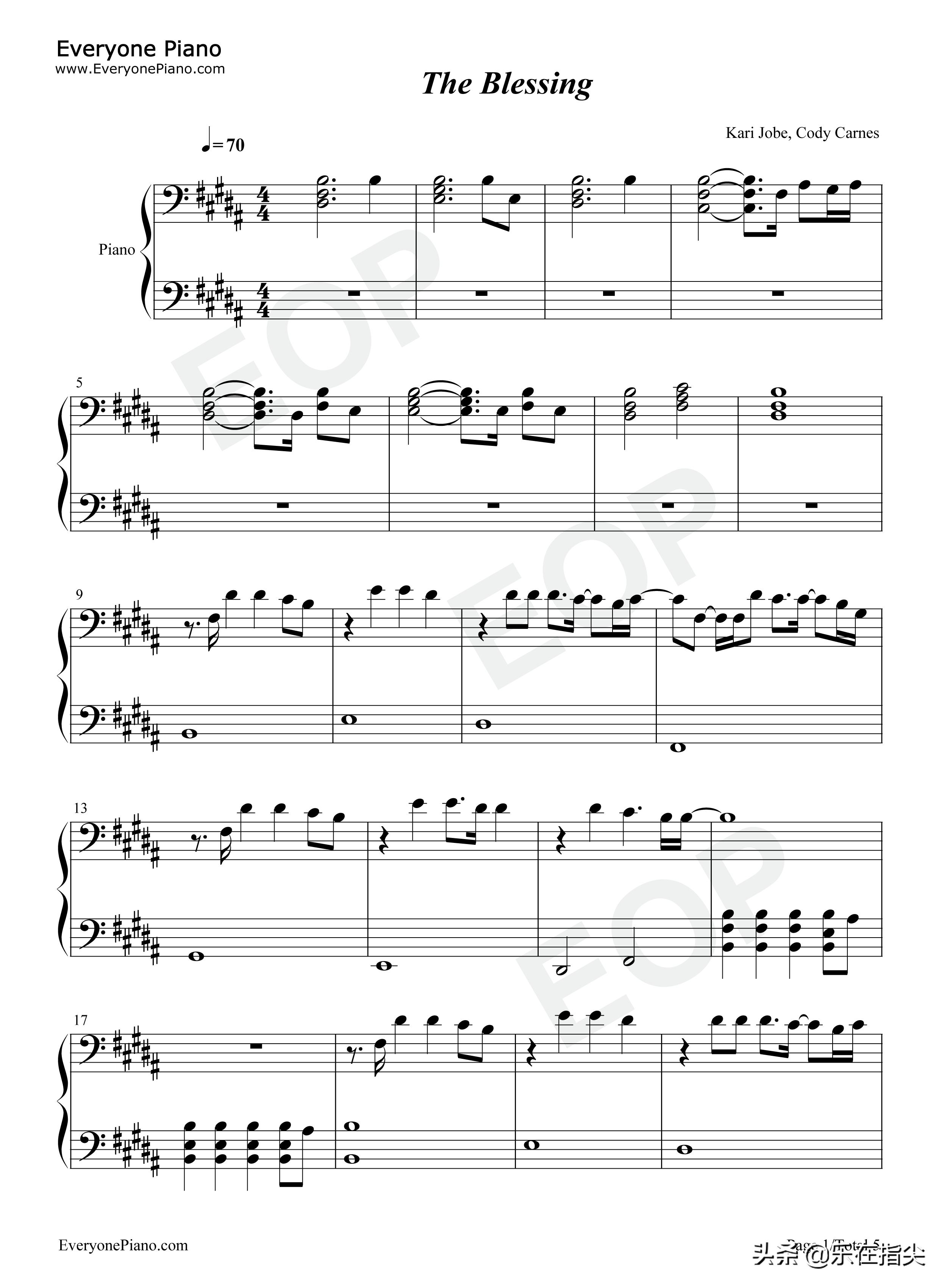 theblessing简谱和弦,基督钢琴谱