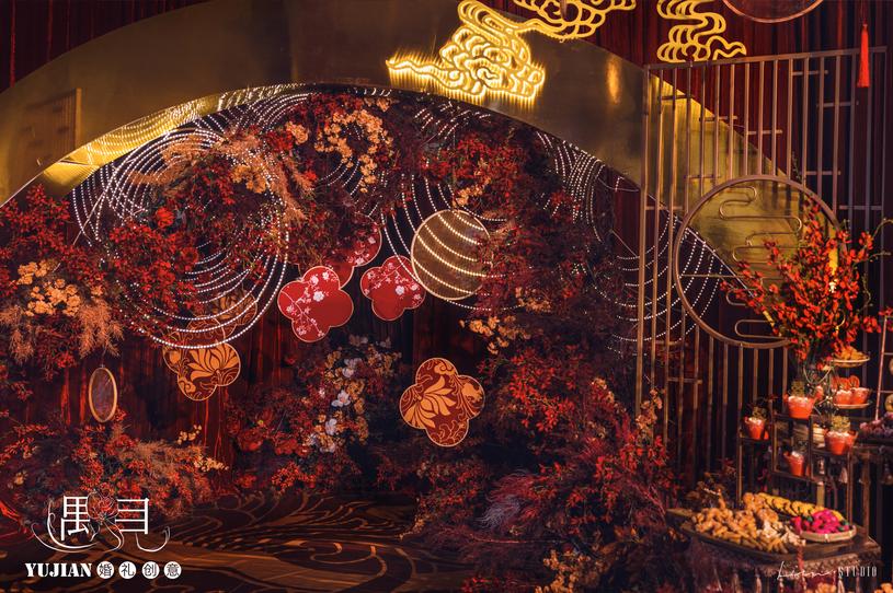 经典的暖色系婚礼,中式婚礼红绿搭配婚礼布置